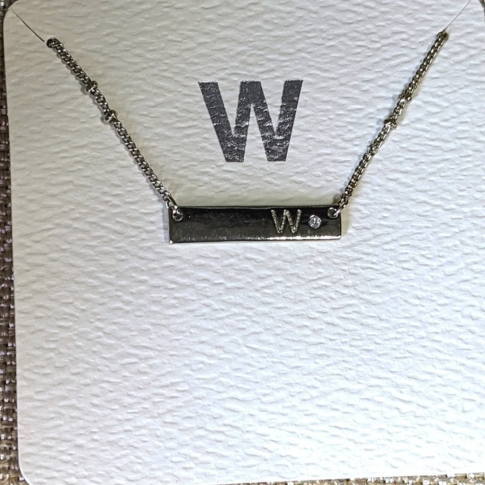 Francesca's W Initial Silver Bar Necklace NWT